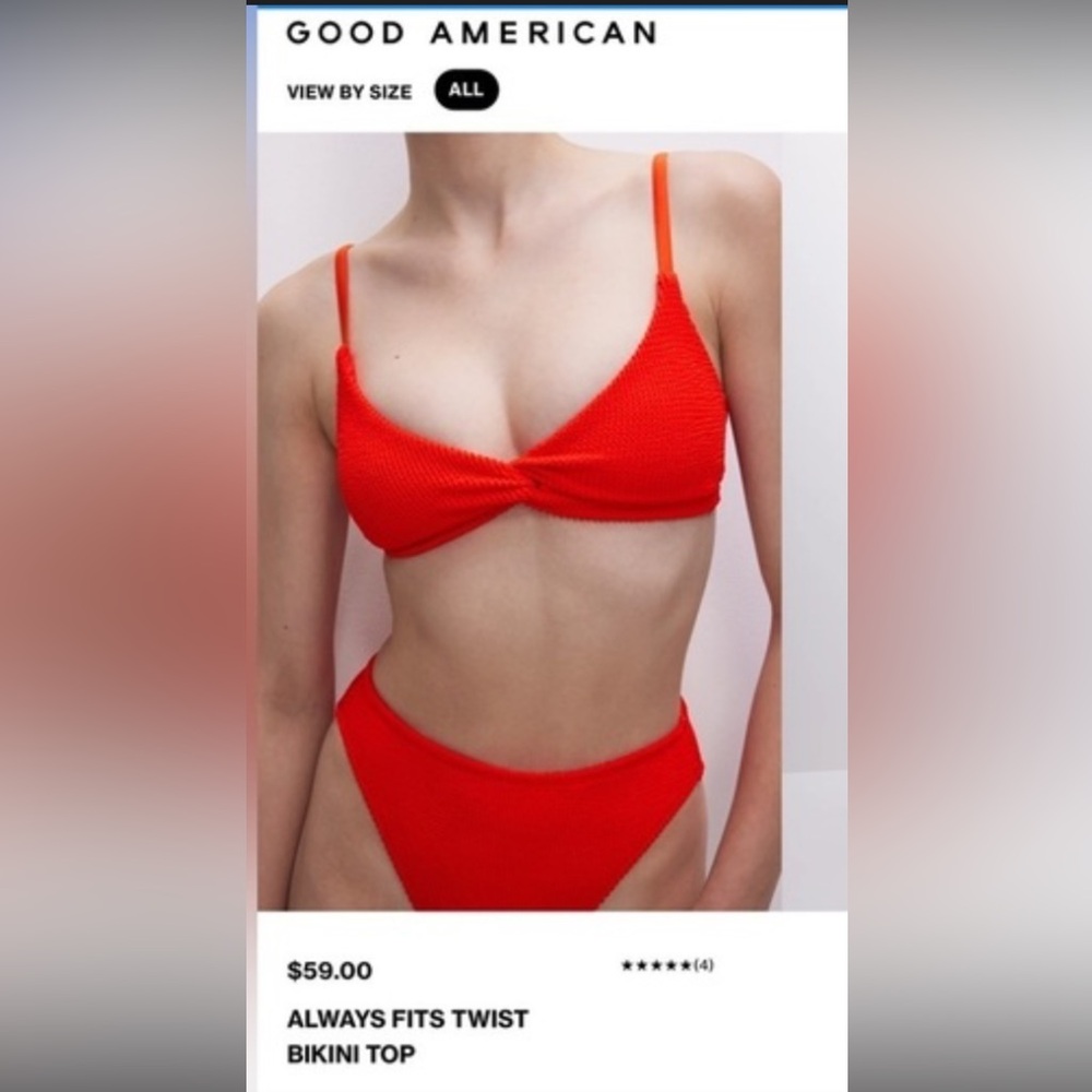 Good American Always Fits Twist Bikini Set Poppy Red NWT Size M / L